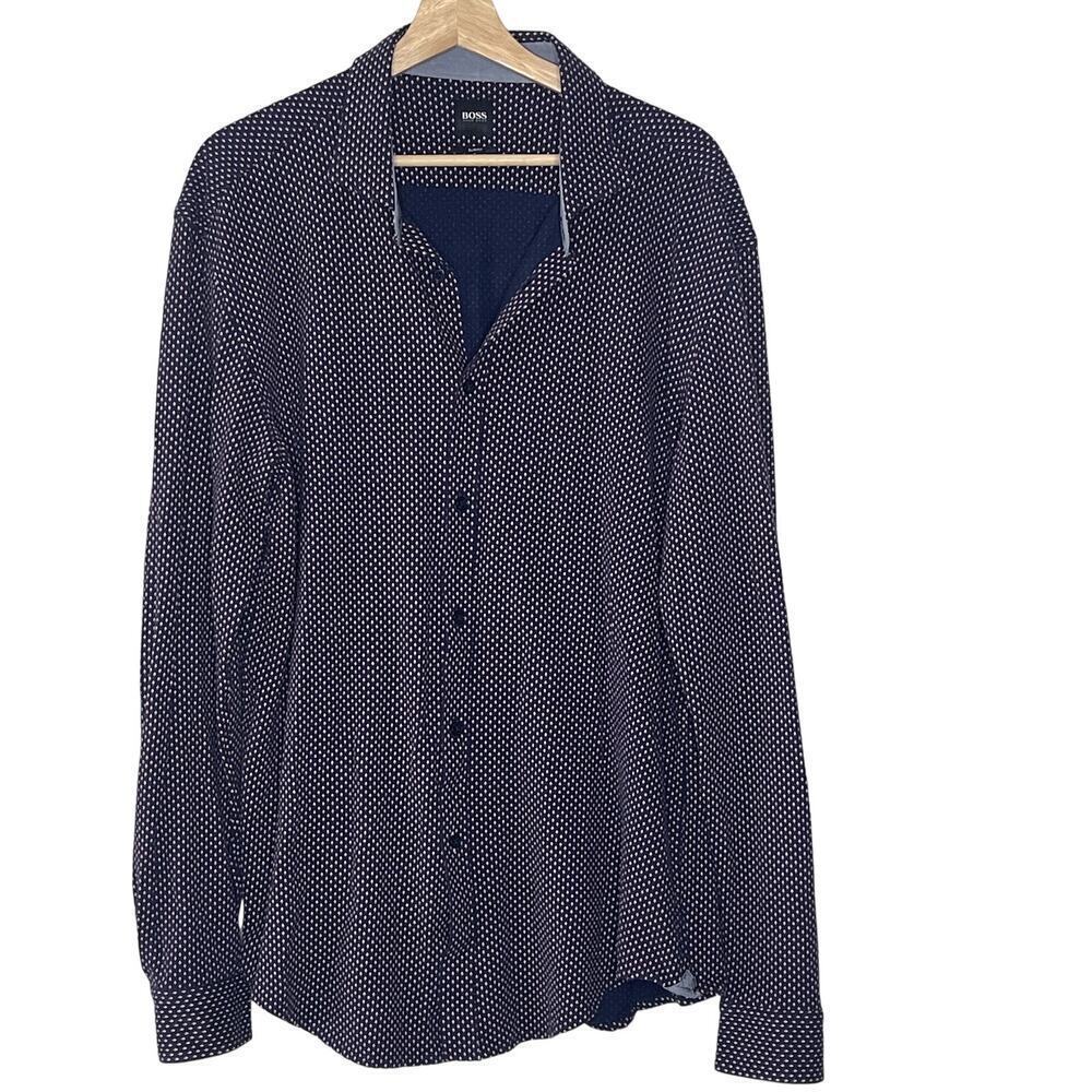 BOSS HUGO BOSS  GEOMETRIC PRINT MEN'S CASUAL  SHIRT SIZE XXL‎